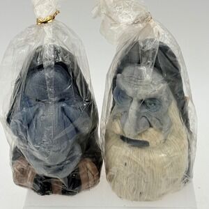 Vintage Wizard Warlock Troll Wax Candles Grotesque Fantasy Decor Gothic Set of 2